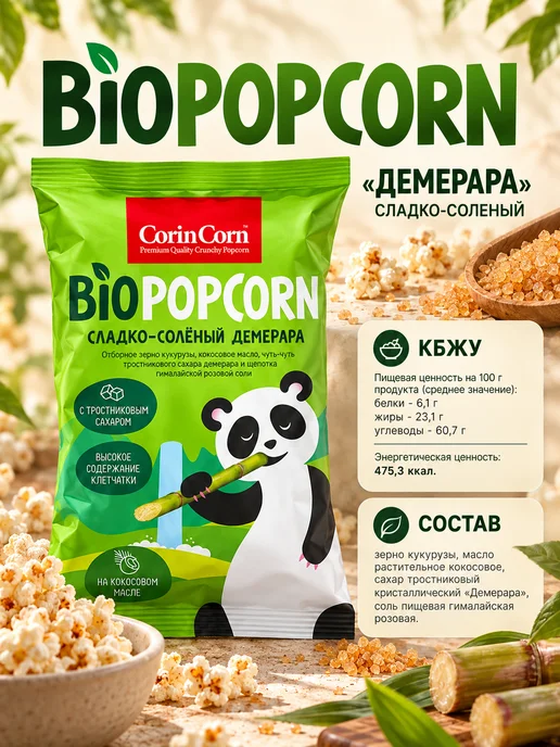 CorinCorn Попкорн сладко-соленый Демерара 80 г, 80 г, фото 2
