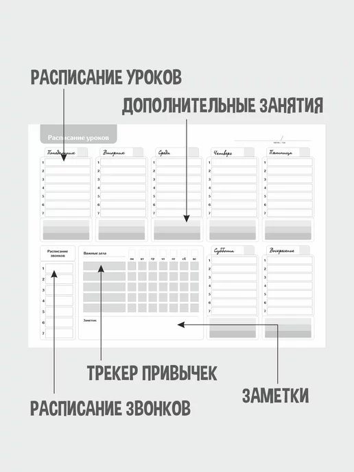 Gnomonik Расписание уроков магнитное многоразовое, белый, фото 5