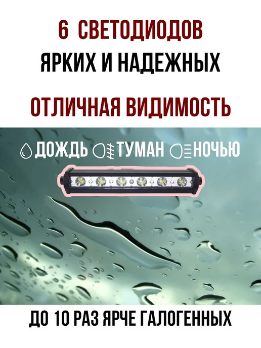 LEDNOVA Балка фара светодиодная 18w 18см 12в 24в тонкая LED ДХО мини, 18 Вт, фото 3