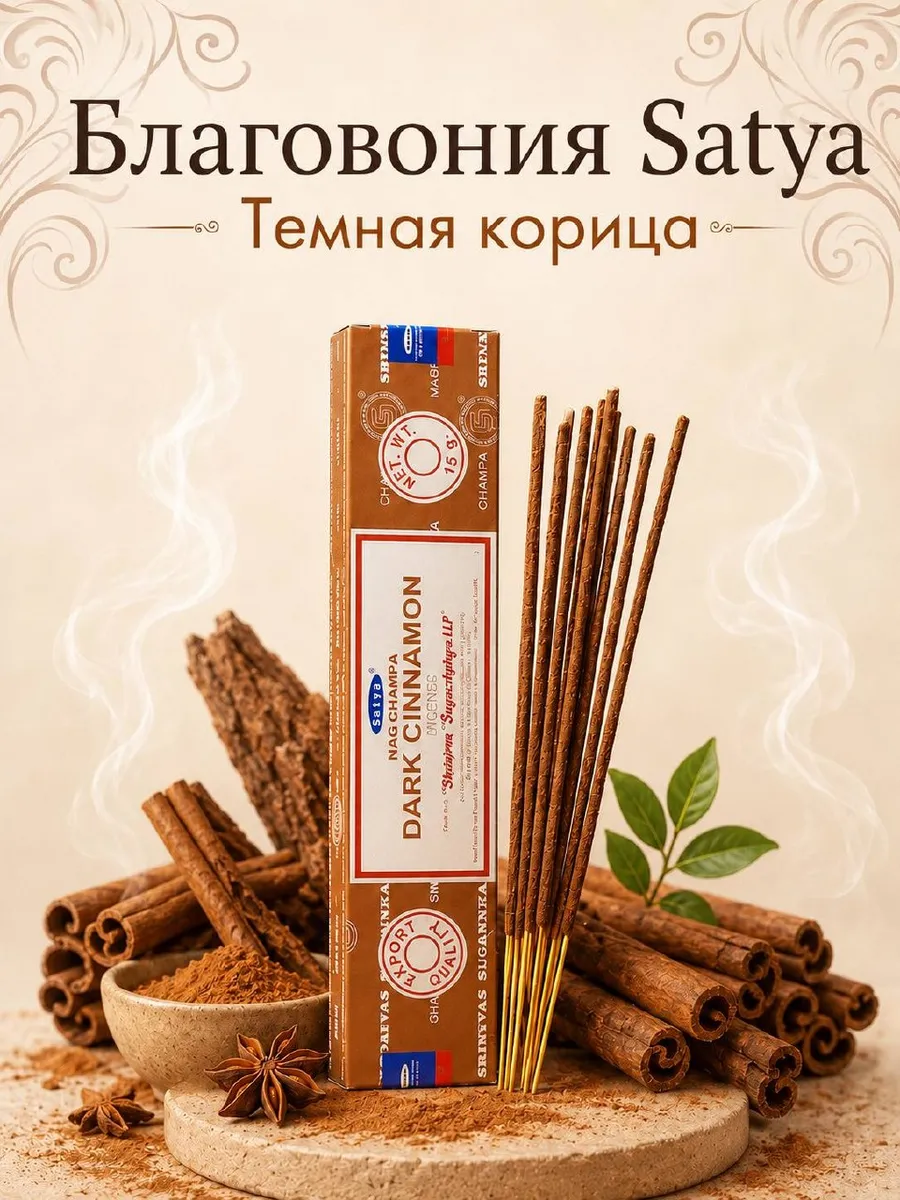 Благовония палочки для дома темная корица, 15 г