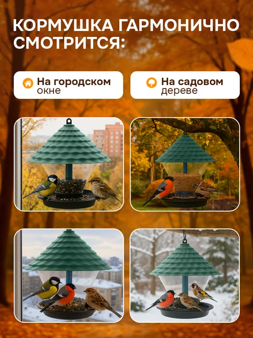Mount Camp Кормушка для птиц уличная на окно, зеленый, фото 5
