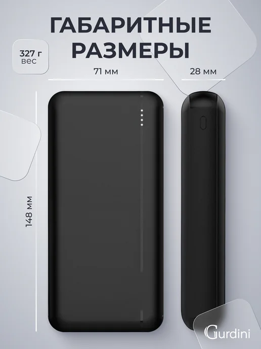 Gurdini Повербанк 20000 mAh внешний аккумулятор для телефона, 20000 мАч, фото 6