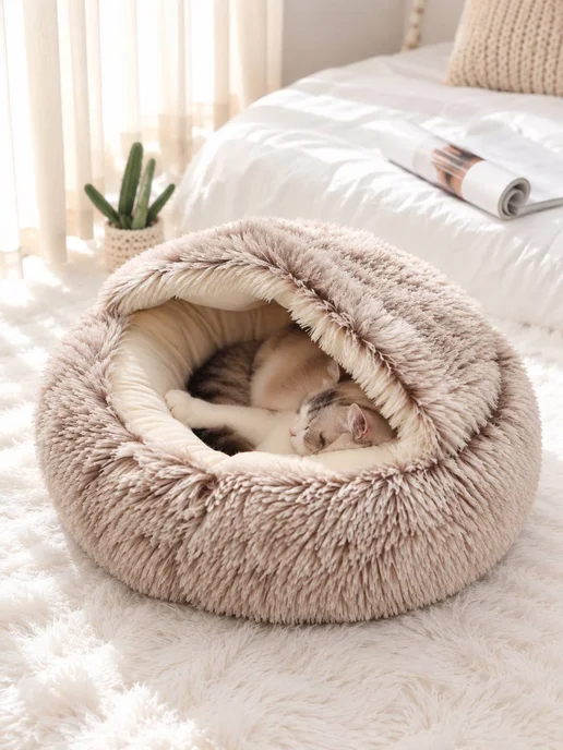 Pet's Dream Лежанка домик для кошек и собак мелких пород, коричневый, фото 3