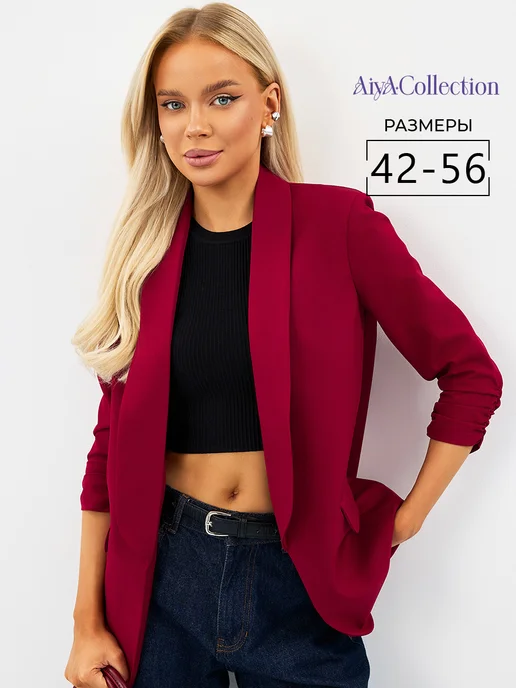 AiyA Collection Удлиненный классический пиджак в офис, красный