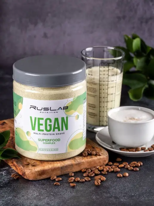Ruslabnutrition Протеин вегетарианский растительный VEGAN PROTEIN 704г капуч…, 704 г, фото 2