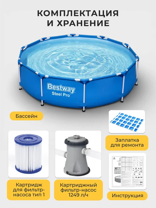 Bestway Бассейн каркасный 244х76 см с фильтр насосом, вариант, фото 2