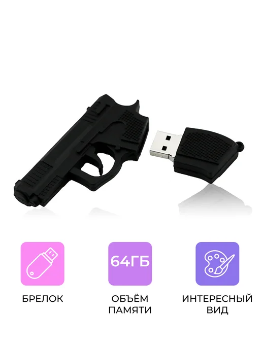 LS Флэшка 64 гб, USB, пистолет, 64 ГБ, фото 2