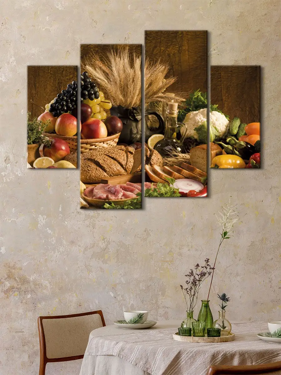 Модульная картина на холсте для интерьера кухни Натюрморт Планета Декора  27097034 купить в интернет-магазине Wildberries