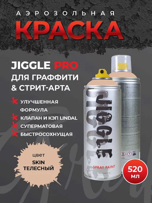 JIGGLE Краска для граффити суперматовая PRO, кэп Lindal, 520 мл