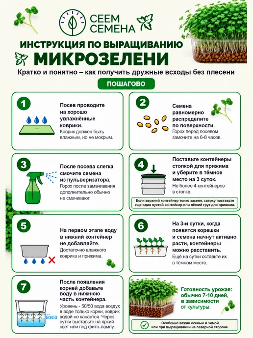 Сеем Семена Набор для выращивания микрозелени семена микрозелень, вариант, фото 5