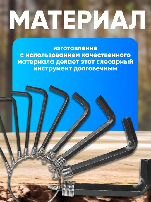 Тундра Набор шестигранных ключей на кольце, 10 шт, фото 3