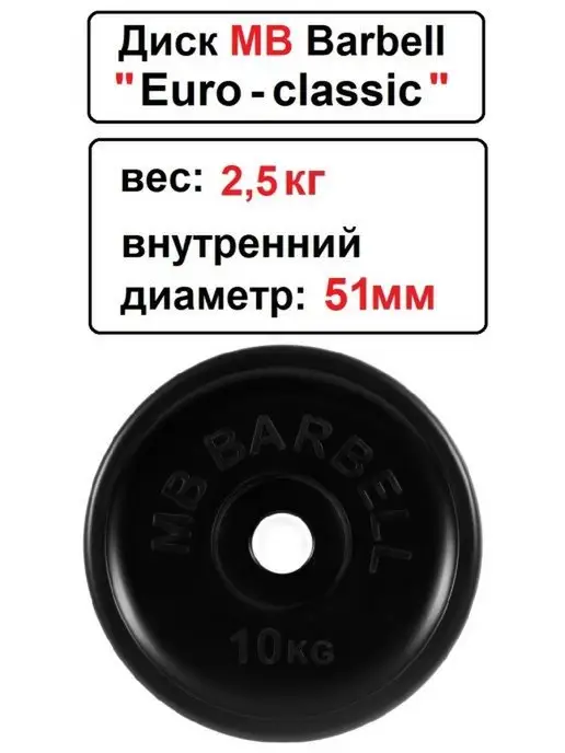 MB-Barbell Диск MB Barbell Евро-Классик 1.25кг 51мм, 2,5 кг, фото 2