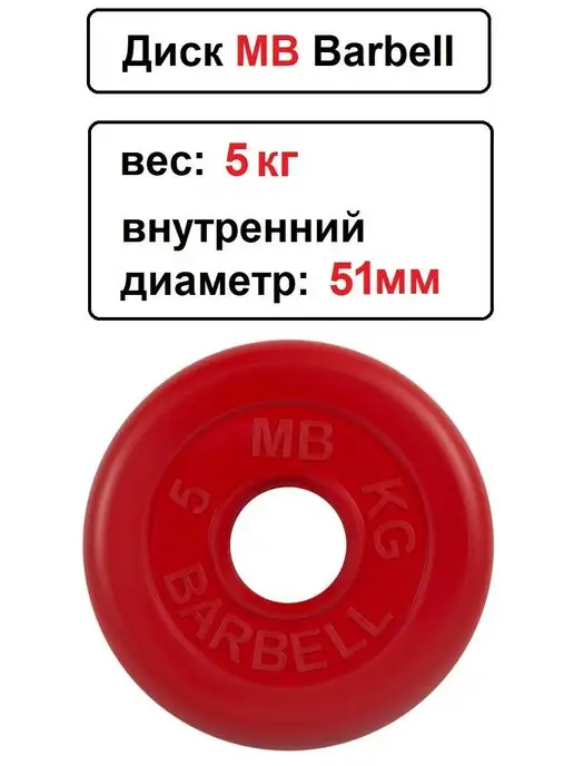 MB-Barbell Диск MB Barbell 1.25кг 51мм, 5 кг, фото 2