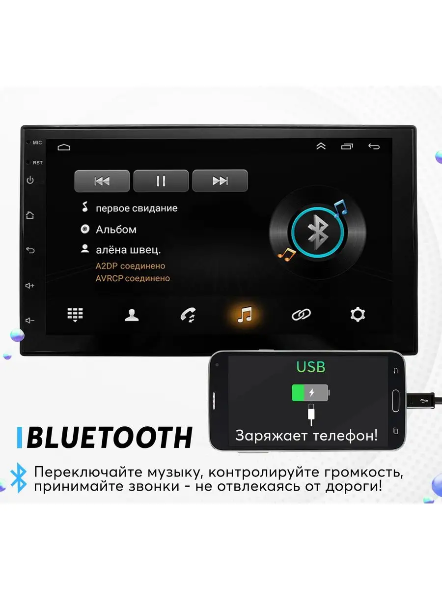 Магнитола 2din на Android Carplay камера Wi-Fi GPS - 7A-2D Dolmax 27210897  купить в интернет-магазине Wildberries