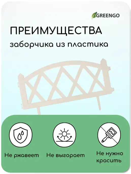Greengo Заборчик садовый, белый, фото 4