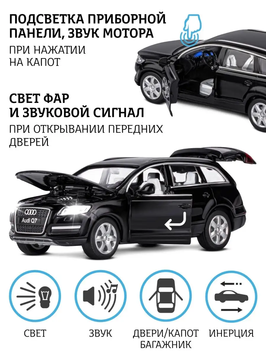 Машинка металлическая игрушка детская Audi Q7 АВТОПАНОРАМА 27453368 купить  в интернет-магазине Wildberries