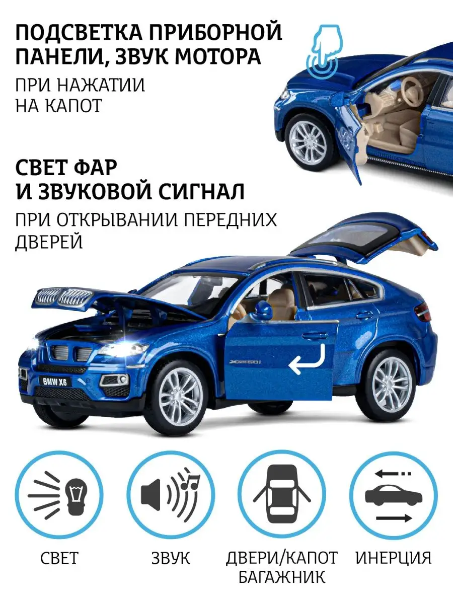 Машинка металлическая игрушка детская BMW X6 АВТОПАНОРАМА 27453374 купить  за 763 ₽ в интернет-магазине Wildberries