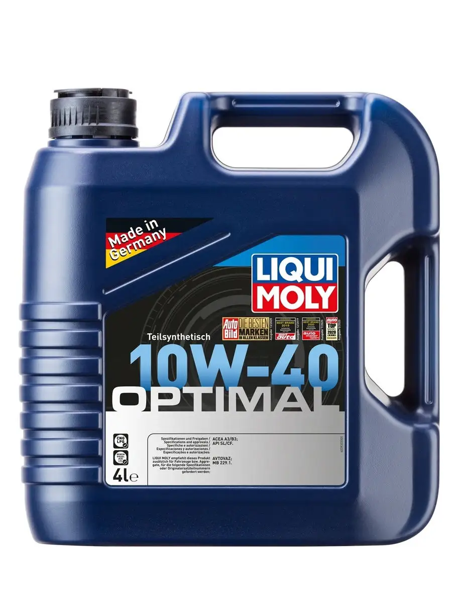 Масло моторное 10W40 LIQUI MOLY 4л полусинтетика Optimal 3930 Ликви Моли  Liqui Moly 27539663 купить в интернет-магазине Wildberries