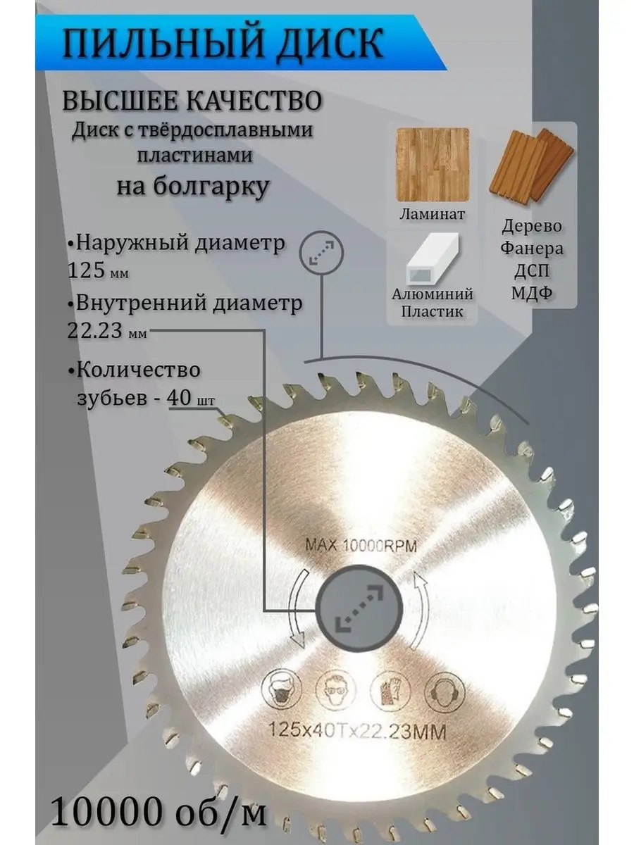 Диск пильный по дереву для болгарки 125 мм K.A.S. 27621343 купить за 300 ₽  в интернет-магазине Wildberries