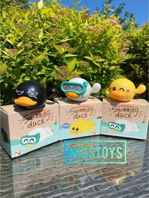BOSSTOYS Игрушка для ванной заводная уточка, черный, фото 5