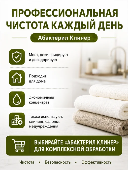 Абактерил Дезинфицирующее средство моющее Клинер, 5л, 5 л, фото 7