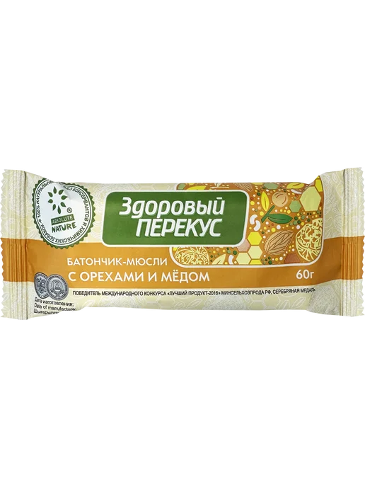 Absolute Nature Батончик-мюсли "Здоровый перекус" с орехом и мёдом, вариант, фото 2