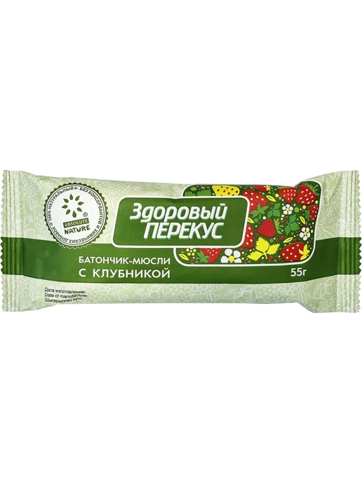 Absolute Nature Батончик-мюсли "Здоровый перекус" с клубникой, вариант, фото 2