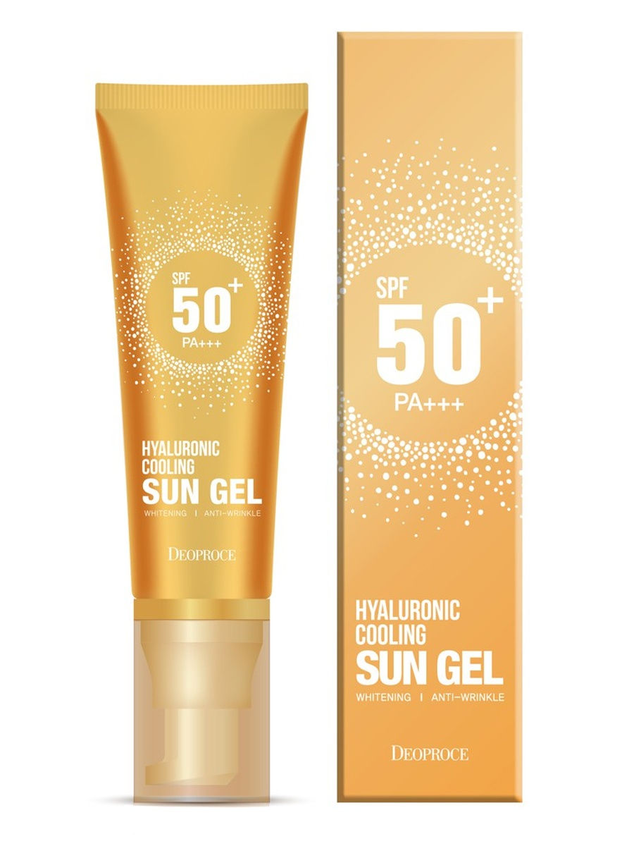 Гиалуроновый солнцезащитный крем для лица. Hyaluronic Cooling Sun Gel spf50+ Deoproce. Солнцезащитный гель Deoproce Hyaluronic Cooling Sun Gel SPF 50+ pa+++. Deoproce солнцезащитный гель SPF 50. Sun Gel SPF 50 Корея.
