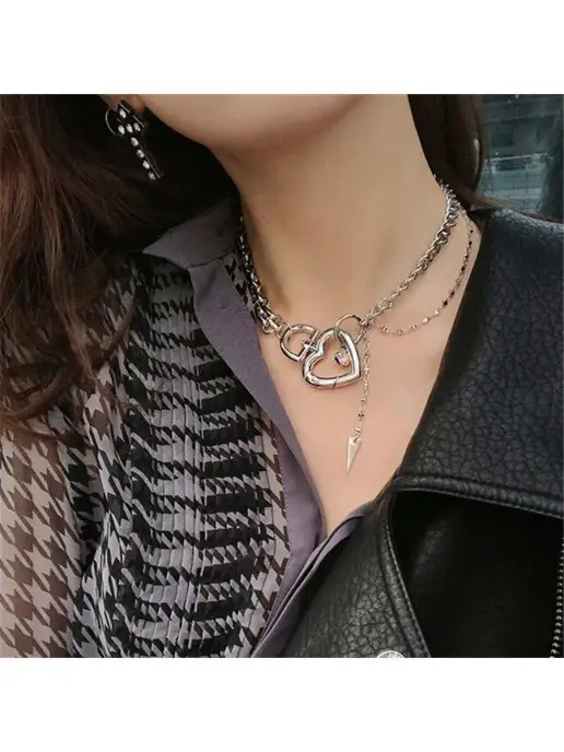 Fashion Diamond Чокер на шею сердце, серый, фото 2