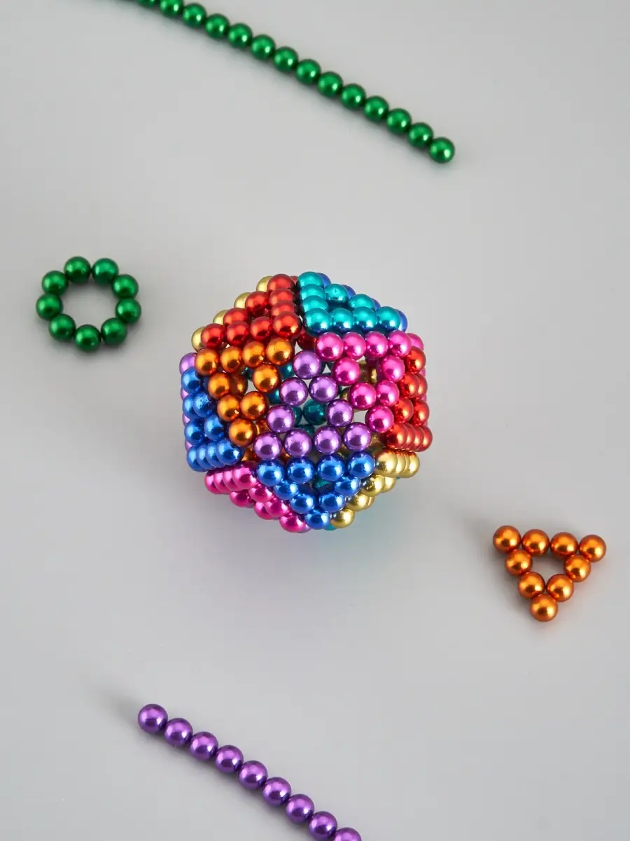 Куб из магнитных шариков 5 мм, синий, 216 элементов (неокуб)