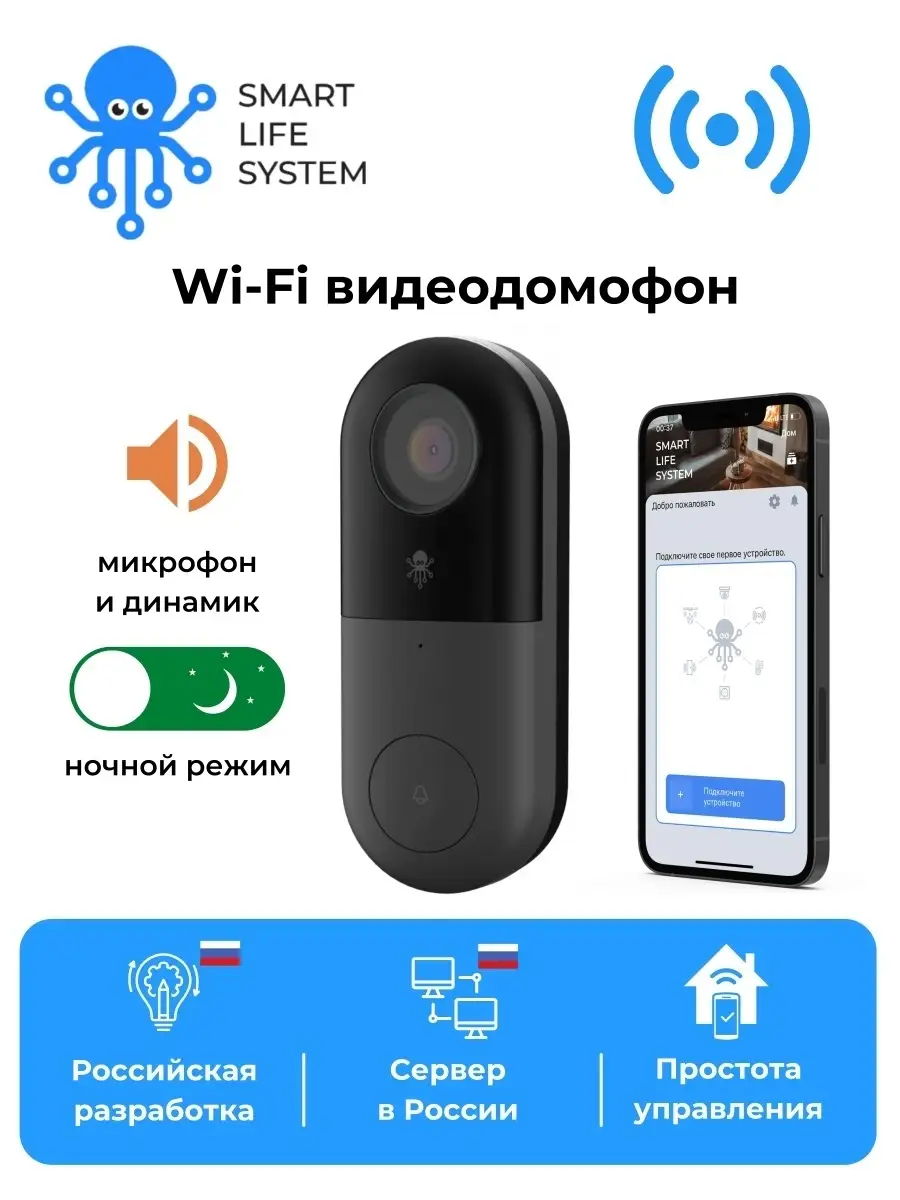 Домофон внешний SLS BELL1 WIFI, микрофон и динамик SLS 27921345 купить за 5  998 ₽ в интернет-магазине Wildberries