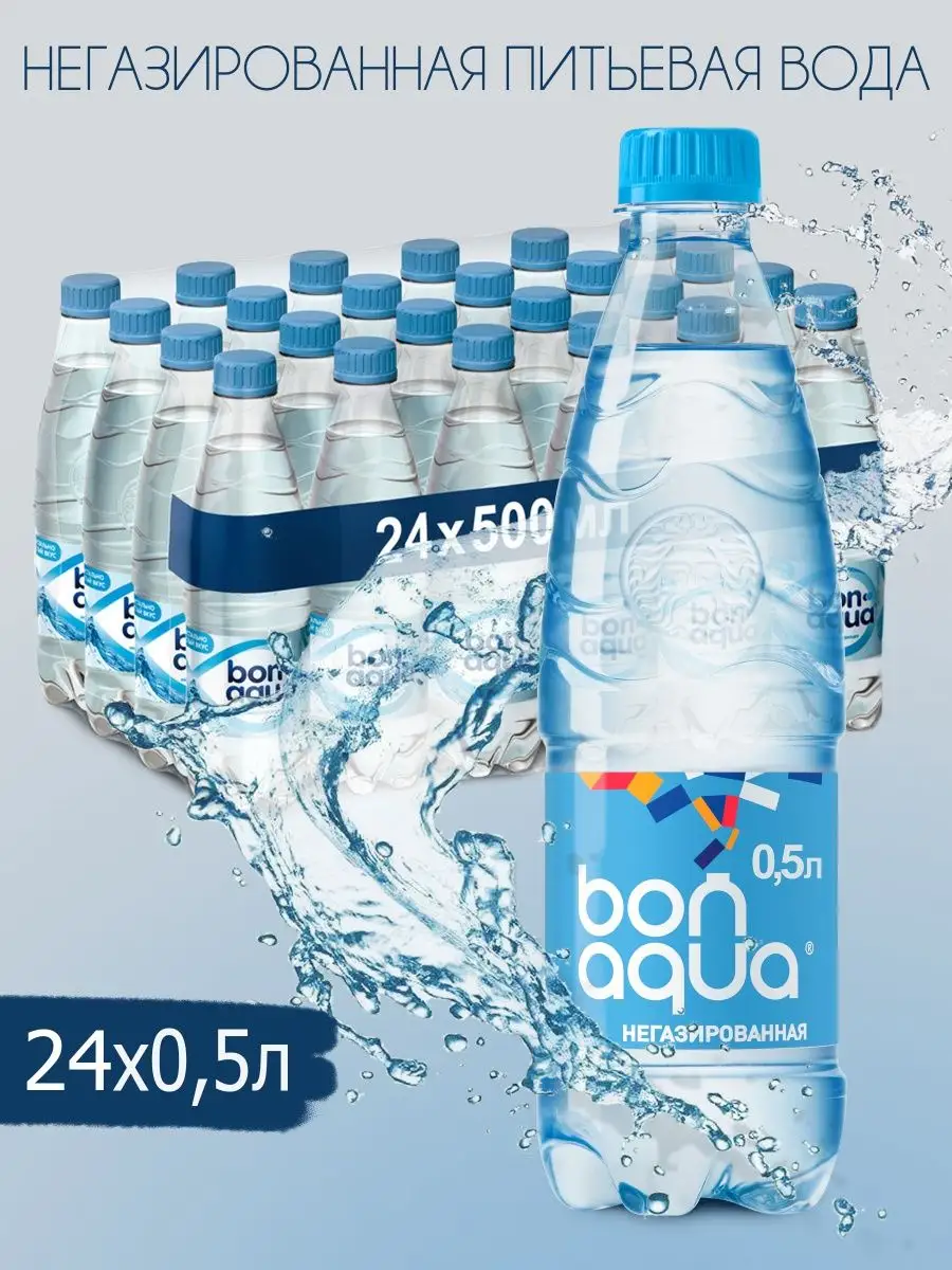 BonAqua Вода питьевая негазированная 24шт по 0,5мл BonAqua 27989948 купить  в интернет-магазине Wildberries