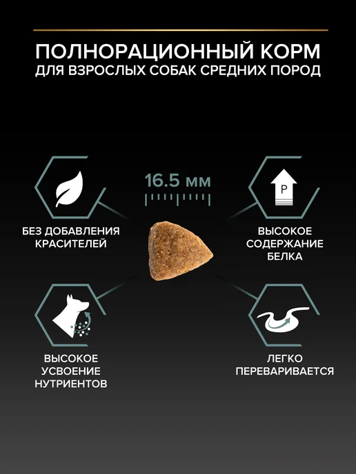 Сухой корм PRO PLAN для собак, взрослые, средние, ягненок, 1,5 кг, фото 4