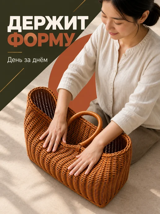 Greylock decor Корзина плетеная с ручкой, коричневый, фото 8