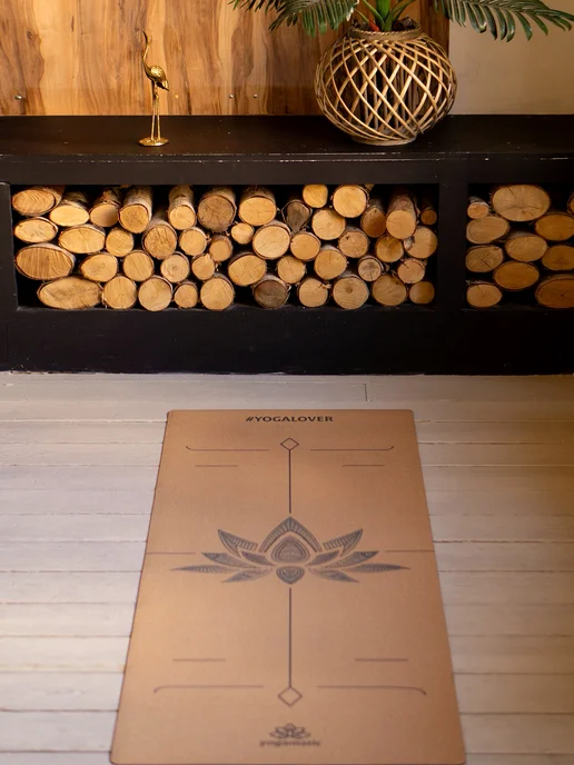 Yogamatic Коврик для йоги пробковый каучуковый нескользящий, коричневый, фото 5