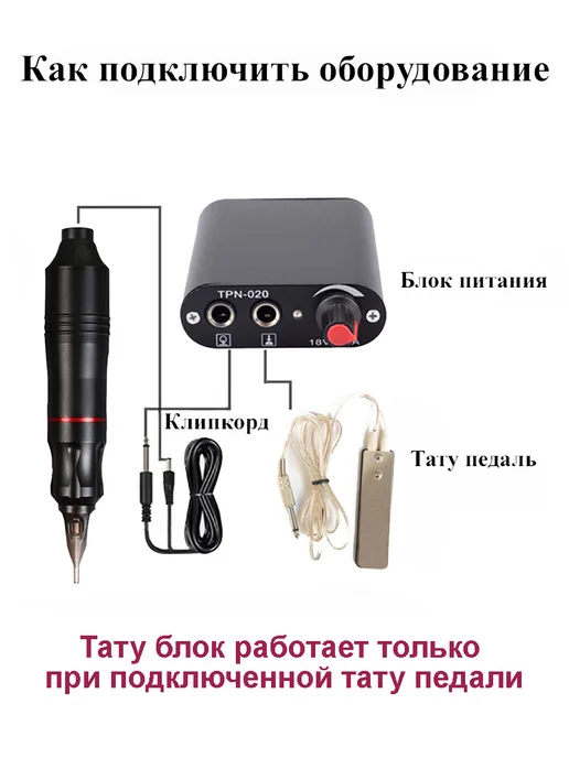 тату оборудование Тату блок питания компактный, черный, фото 3