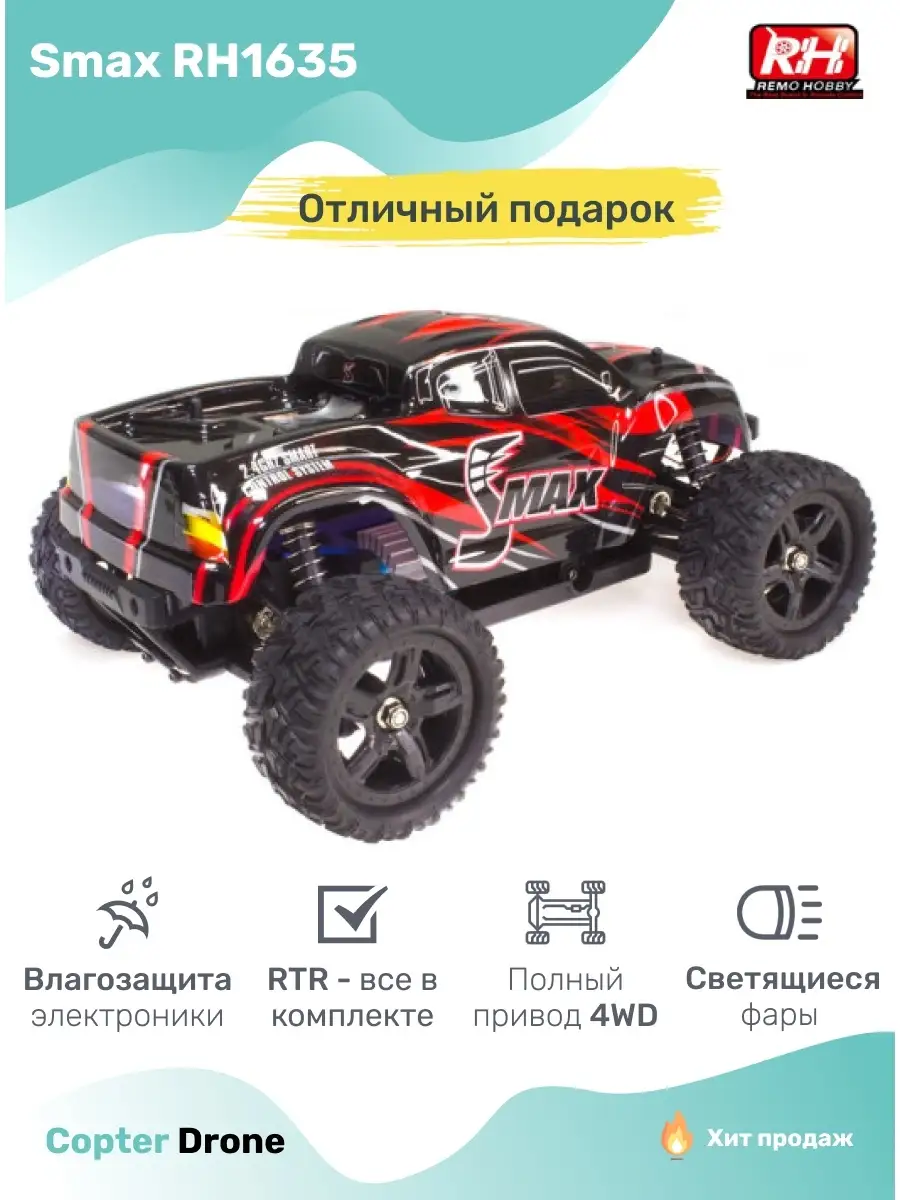 Радиоуправляемая машинка RH1635 RED Remo Hobby 28136577 купить за 8 841 ₽ в  интернет-магазине Wildberries