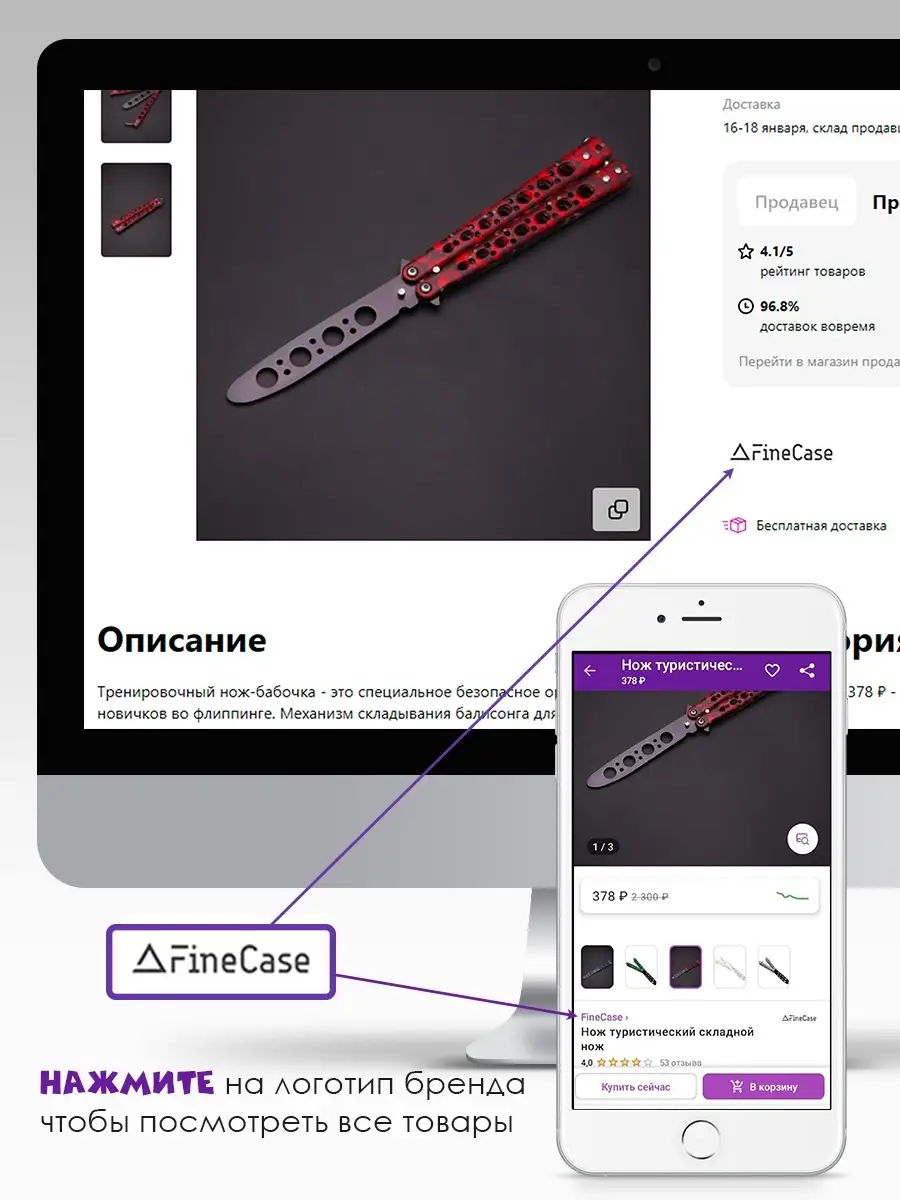 Нож-ключ складной / Походный нож-брелок FineCase 28163222 купить за 199 ₽ в  интернет-магазине Wildberries