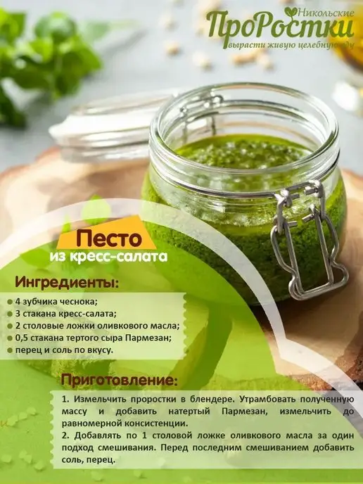 Никольские ПроРостки Семена кресс-салата для микрозелени, 100 г, 100 г, фото 4