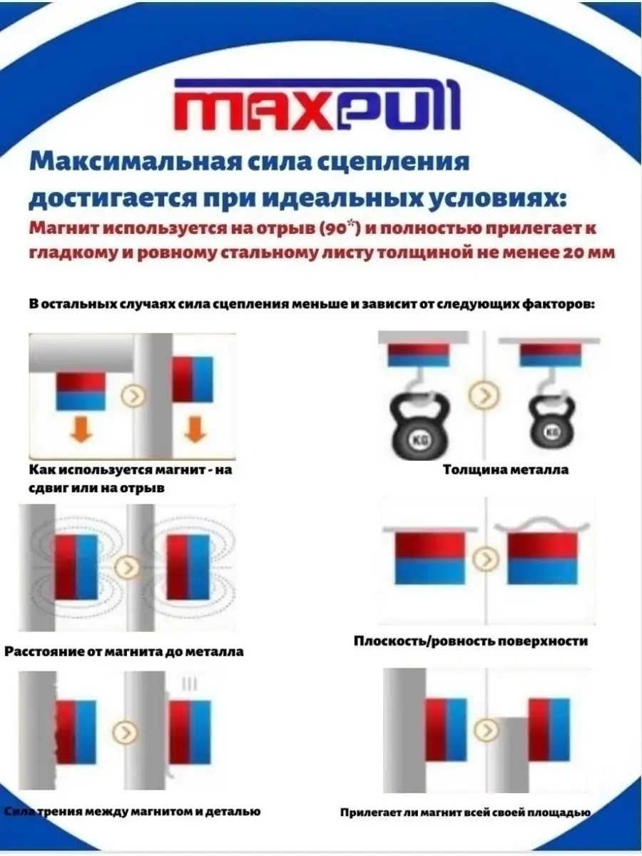 Неодимовый магнит большой бытовой 50х30мм 110кг MaxPull 28186763 купить за  1 563 ₽ в интернет-магазине Wildberries