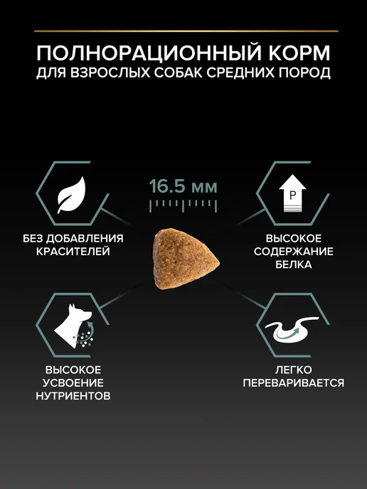 Сухой корм PRO PLAN для собак, взрослые, средние, ягненок, 14 кг, фото 4