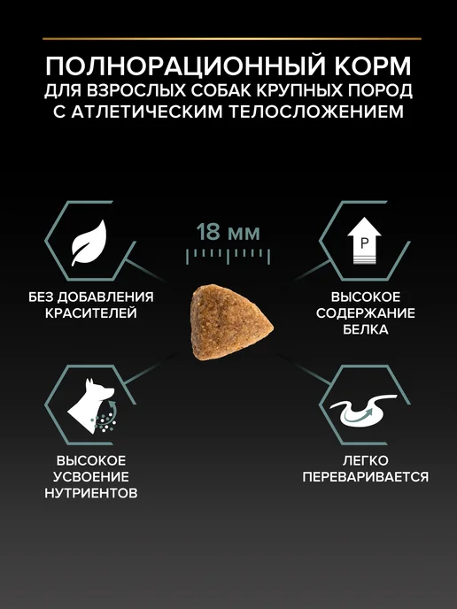 Сухой корм PRO PLAN для собак, взрослые, крупные, ягненок, 14 кг, фото 4