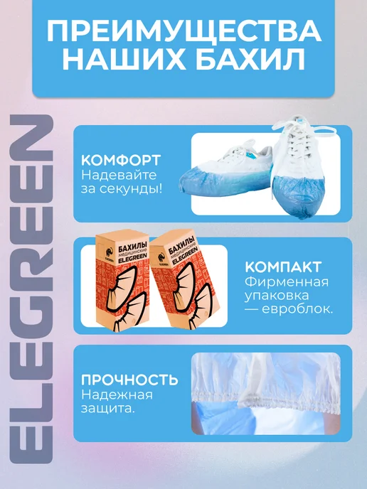 EleGreen Одноразовые медицинские бахилы 1000 шт, 1000 шт, фото 5