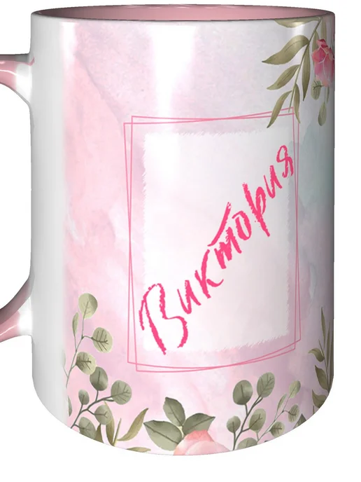 grand cadeaux Кружка с именем Виктория - внутри и ручка розовая, розовый, фото 6
