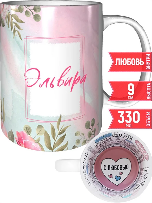 grand cadeaux Кружка с именем Эльвира - с любовью внутри, вариант