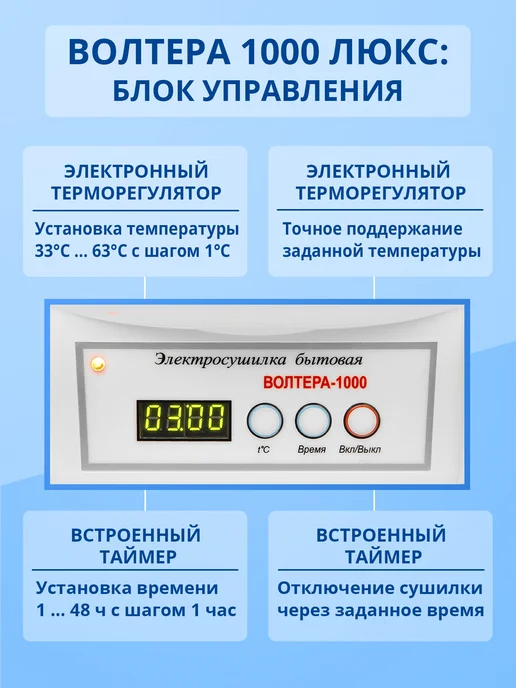 волтера Сушилка 1000 Люкс с таймером, белый, фото 3