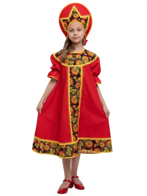 Вестифика Народный костюм Хохлома хороводная, красный, фото 2