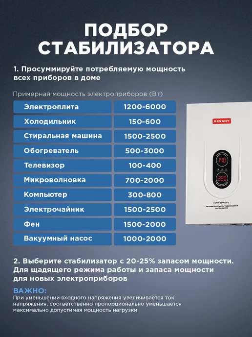 REXANT Стабилизатор напряжения настенный с мощностью до 3 кВт, 3 кВт, фото 5