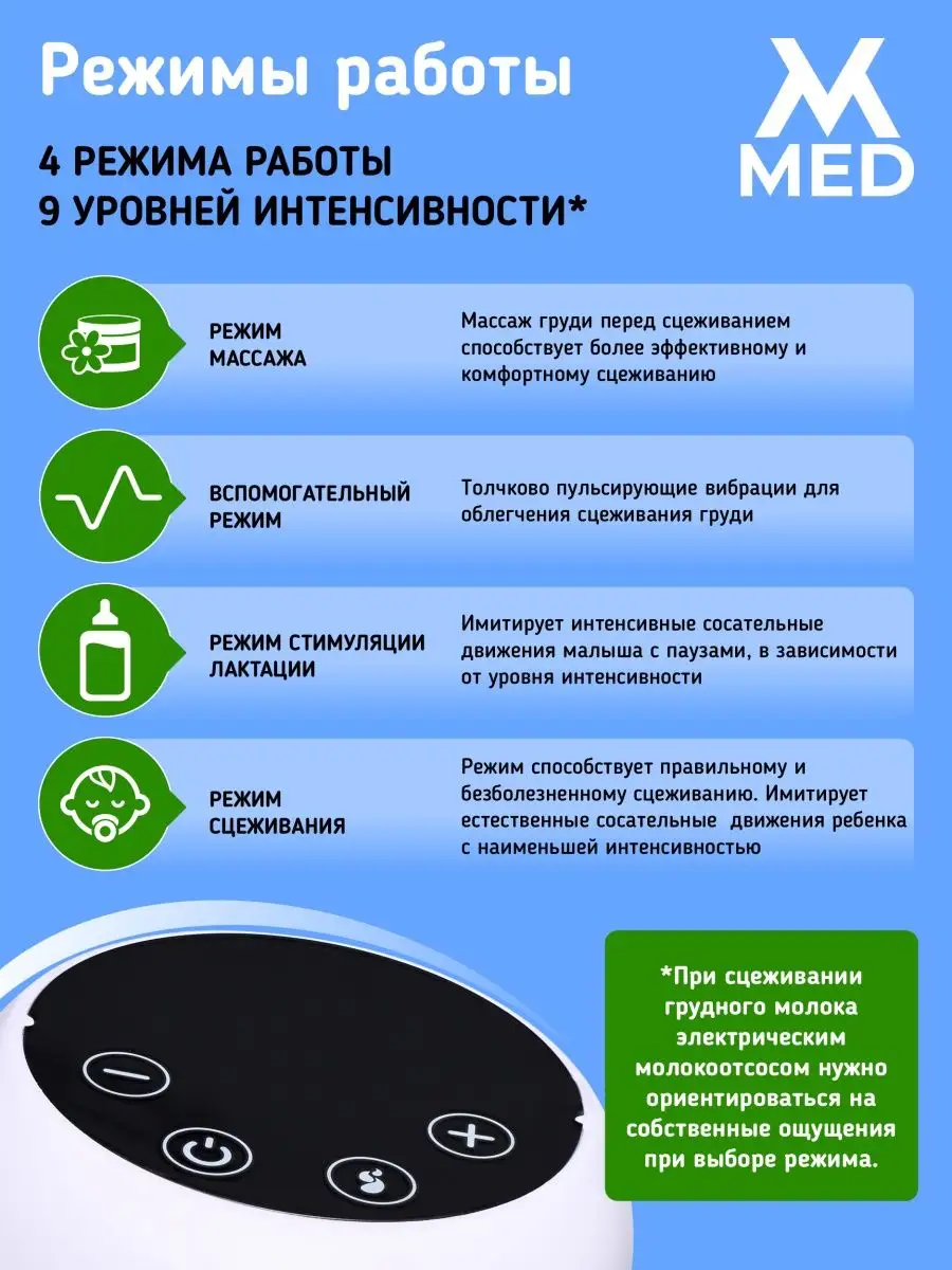 Молокоотсос электрический двухфазный для кормления mvmed 28661158 купить в  интернет-магазине Wildberries