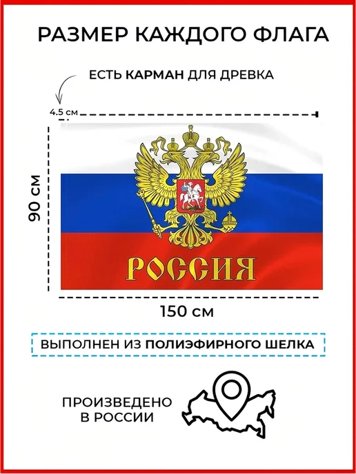 десантник Флаг России 90*150 уличный двухсторонний плотный, 90x150, фото 2